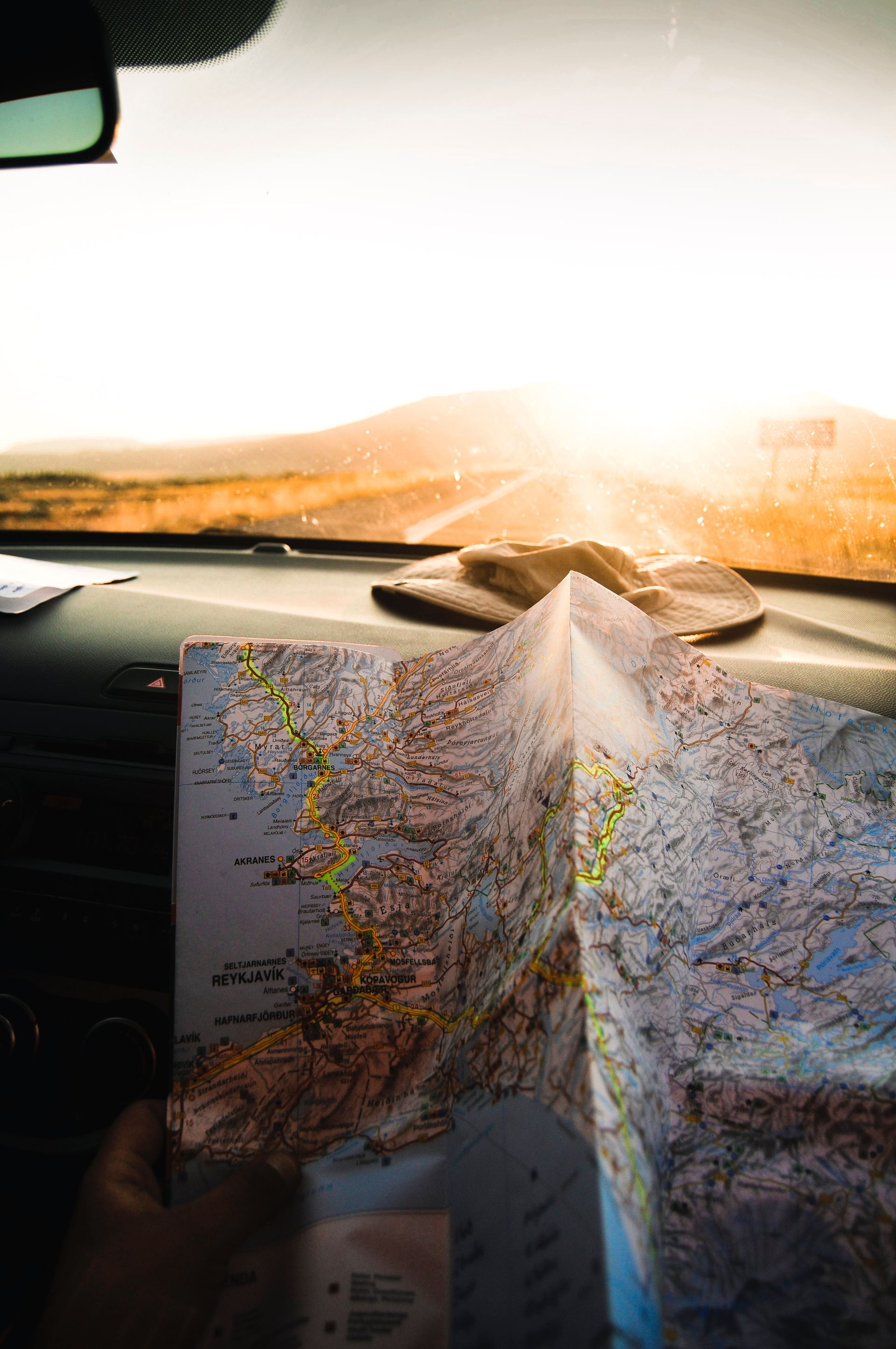 a map on a car dashboard